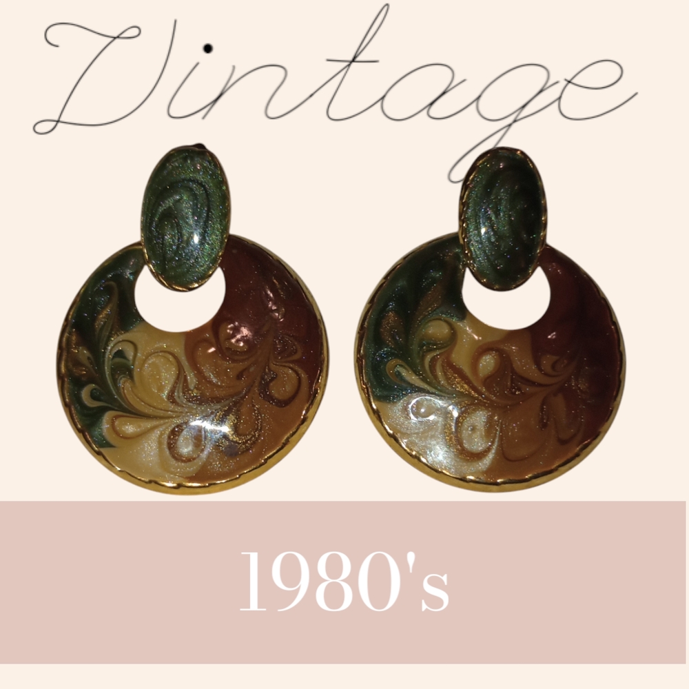 Retro 80's Swirl Earrings Doorknocker Style Dangle